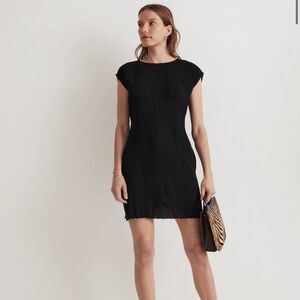Madewell NWOT Black Plissé Mini Tee Dress Size 8